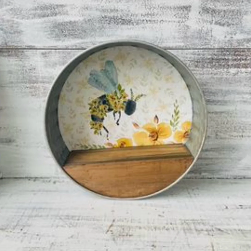 *Home Sweet Home Circular Bee Shelf Galvanized Metal and Wood